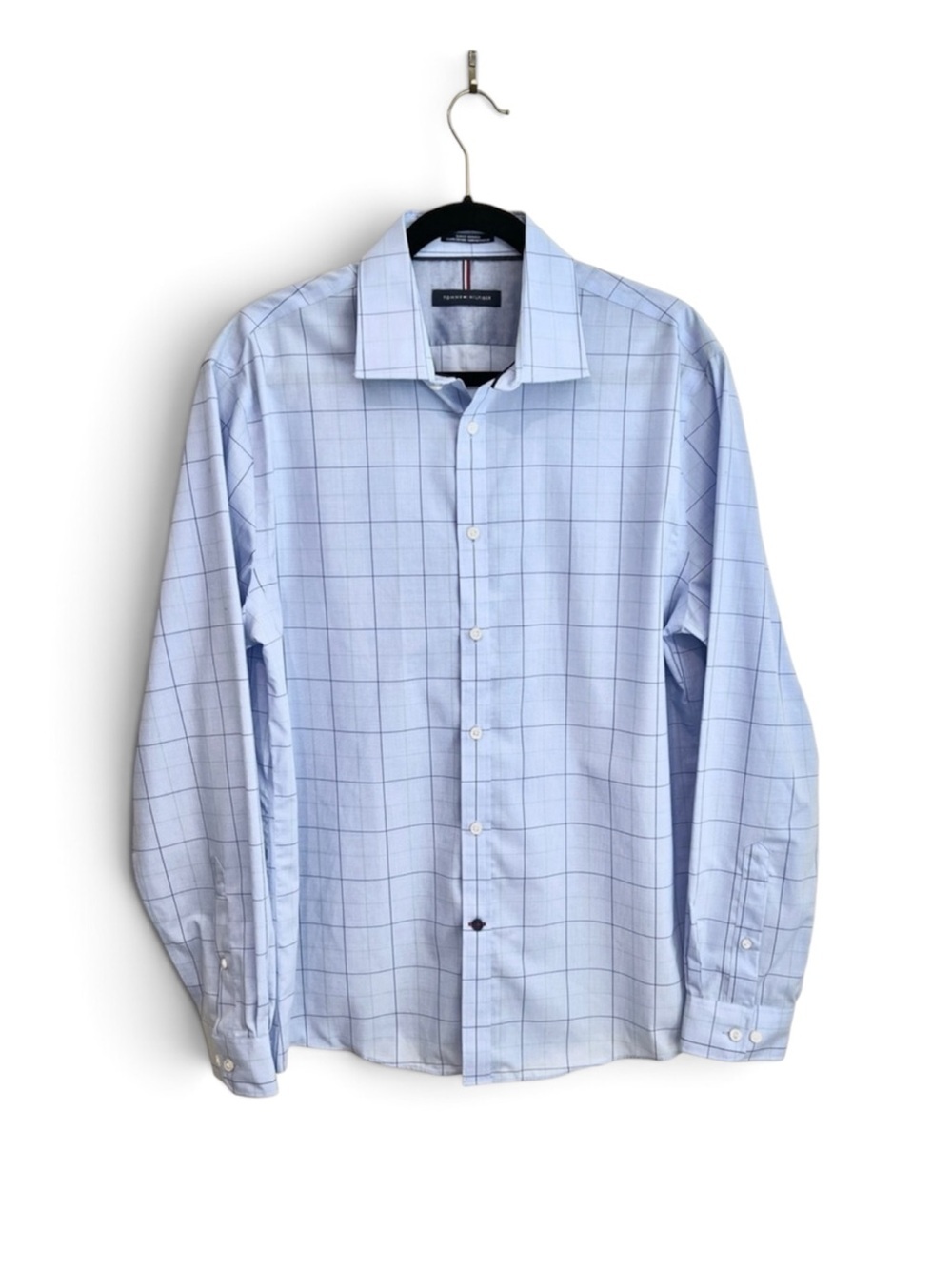 Tommy Hilfiger Button Up Shirt Men’s Slim Fit Light Blue Casual Dress Shirt